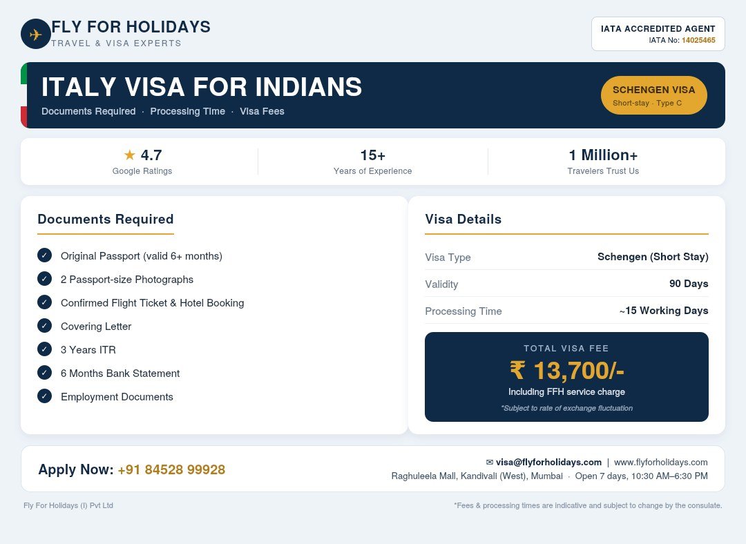 Italy Visa For Indians - Fly For Holidays
